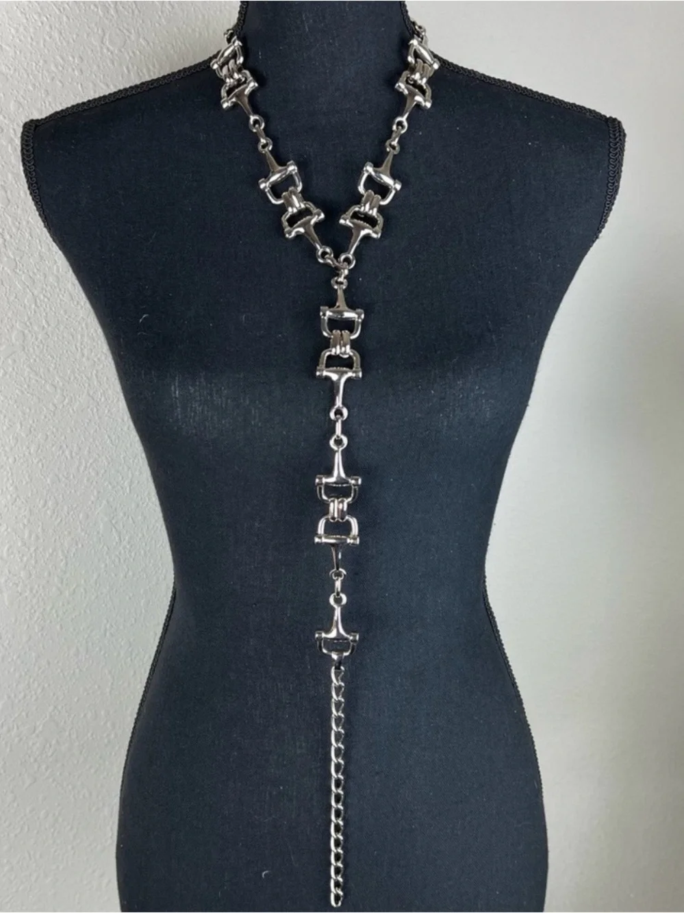 ESCADA Women’s Silver Tone Adjustable Equestrian Chain Link Horse Bit Belt